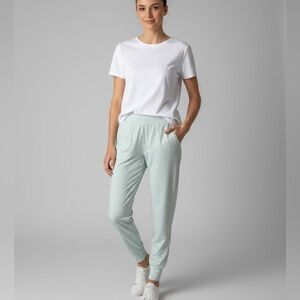 D&Co Comfort Zone Casual Joggers Fold Over Waist Lounge Pants Green Womens Small